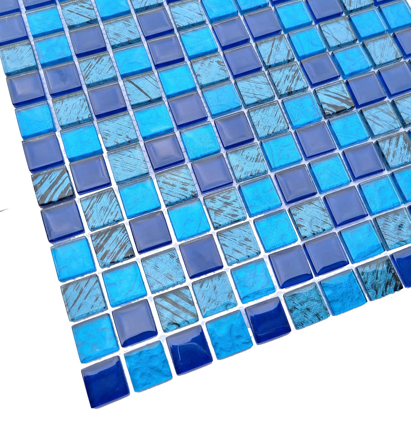 Splash Blue 1x1 - Glass Tile - Tiles and Deco