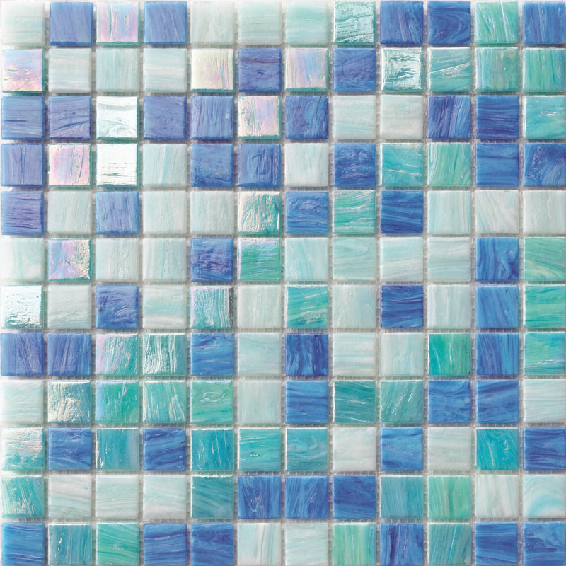 Pastel Blue Mix - 1" x 1" Glass tile brings an iridescent finish, and the Smooth of the colors combined to create a gorgeous Tile Perfect for Pools, Bathrooms, or Walls - Tiles and Deco