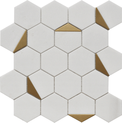 Mosaic Thassos Hexagon 12x13 - Tiles and Deco