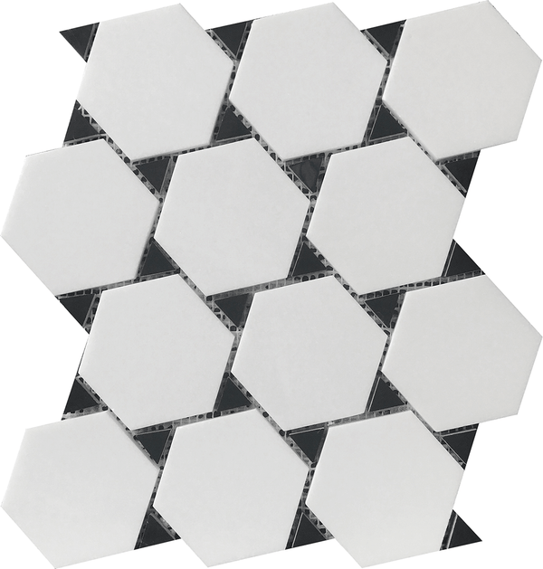 Stone Mosaic Hexagon and Triangle 11X12 - Tiles and Deco