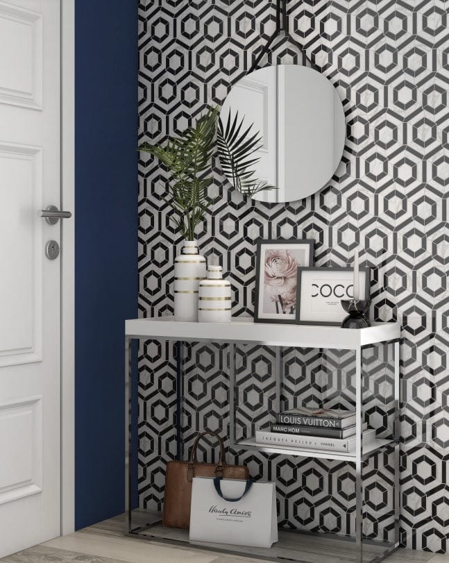 Mosaic Hexagon Marble Tile 9" x 12" - Tiles and Deco