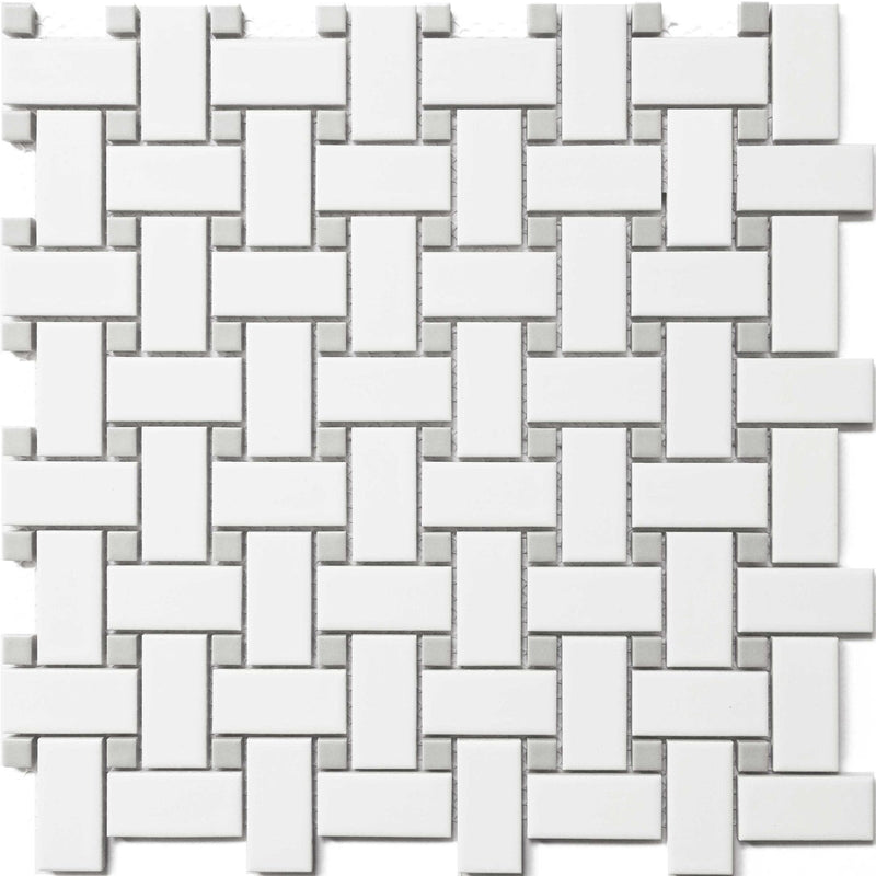 12x12 White and Gray Basket Weave Tile 