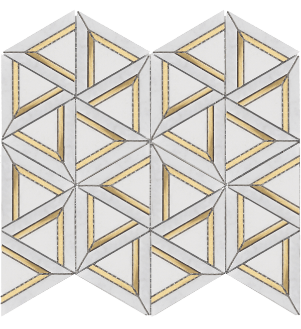 Mosaic Carrara White Metal Geo 12x14 - Tiles and Deco