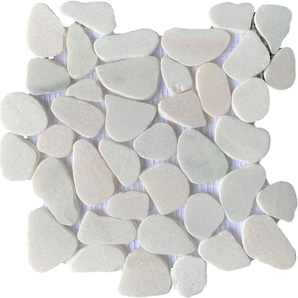 White Pebble Quartz tile is great for Accent Walls, Backsplash, Bathrooms, Shower Floors, and More - Tiles and Deco