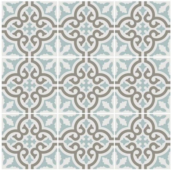 Hydraulic Aqua Tile 8″x 8″ - Tiles and Deco
