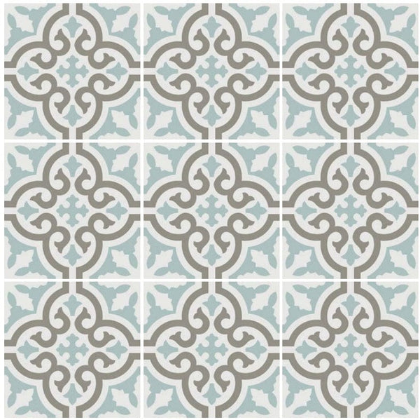 Hydraulic Aqua Tile 8″x 8″ - Tiles and Deco