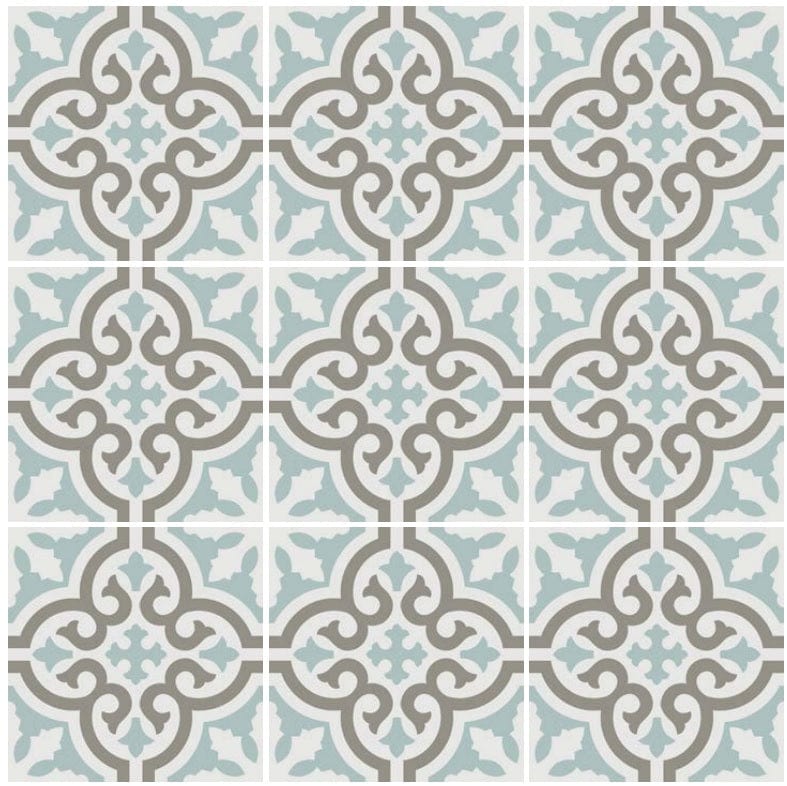 Hydraulic Aqua Tile 8″x 8″ - Tiles and Deco