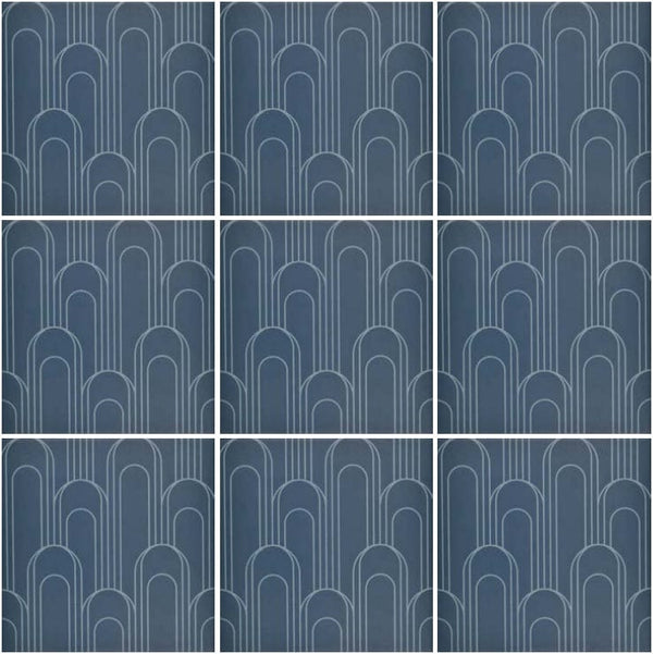Art Deco Oval Navy Blue 8x8 - Tiles and Deco