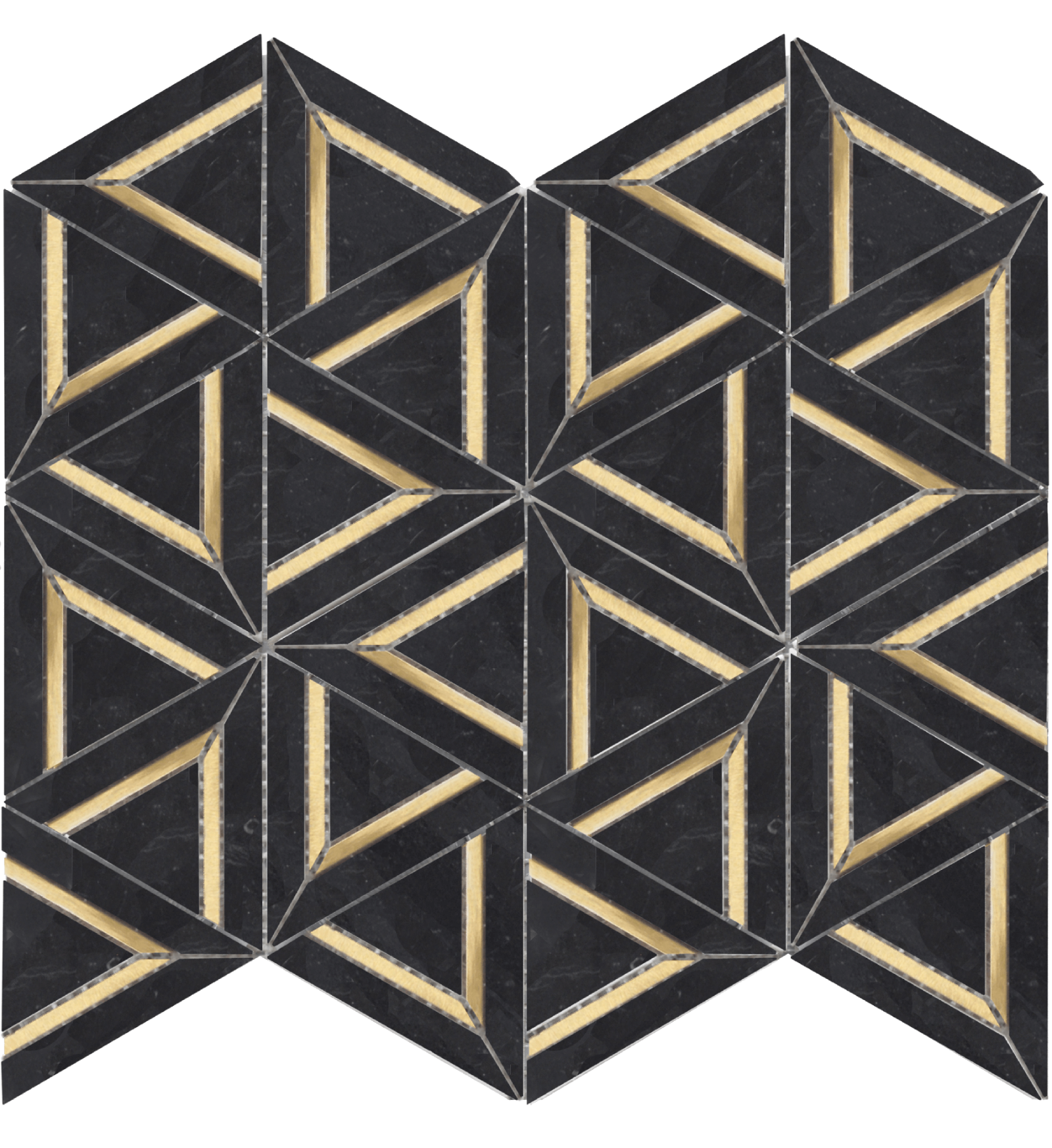 Mosaic Nero Marquina Metal Geo 12x14 - Tiles and Deco