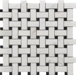 Basket Weave Marble Black dots - Tiles and Deco