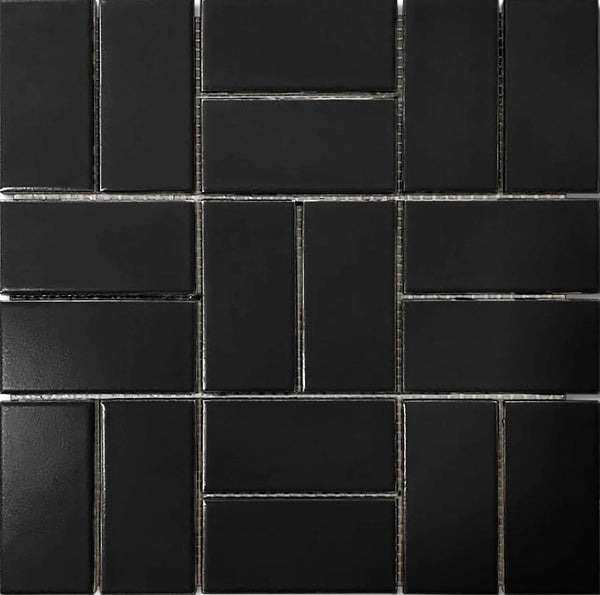 Black Crosshatch Matte 2"x4" - Tiles and Deco