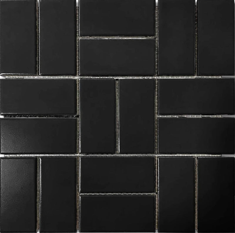 Black Crosshatch Matte 2"x4" - Tiles and Deco