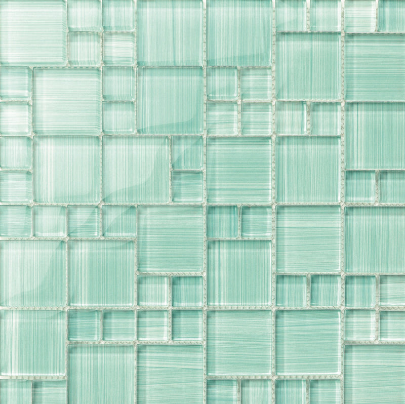 Hawaii Aquamarine Mix Glass tile can be used in pools, Spas, Waterlines, Walls, Bathrooms, Showers, and Backsplash - Tiles and Deco