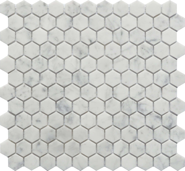 Squarefeet Depot Black Glossy 1x1 Hexagon Porcelain Mosaic Tile – 12x12 Sheet, Wall/Floor/Backsplash