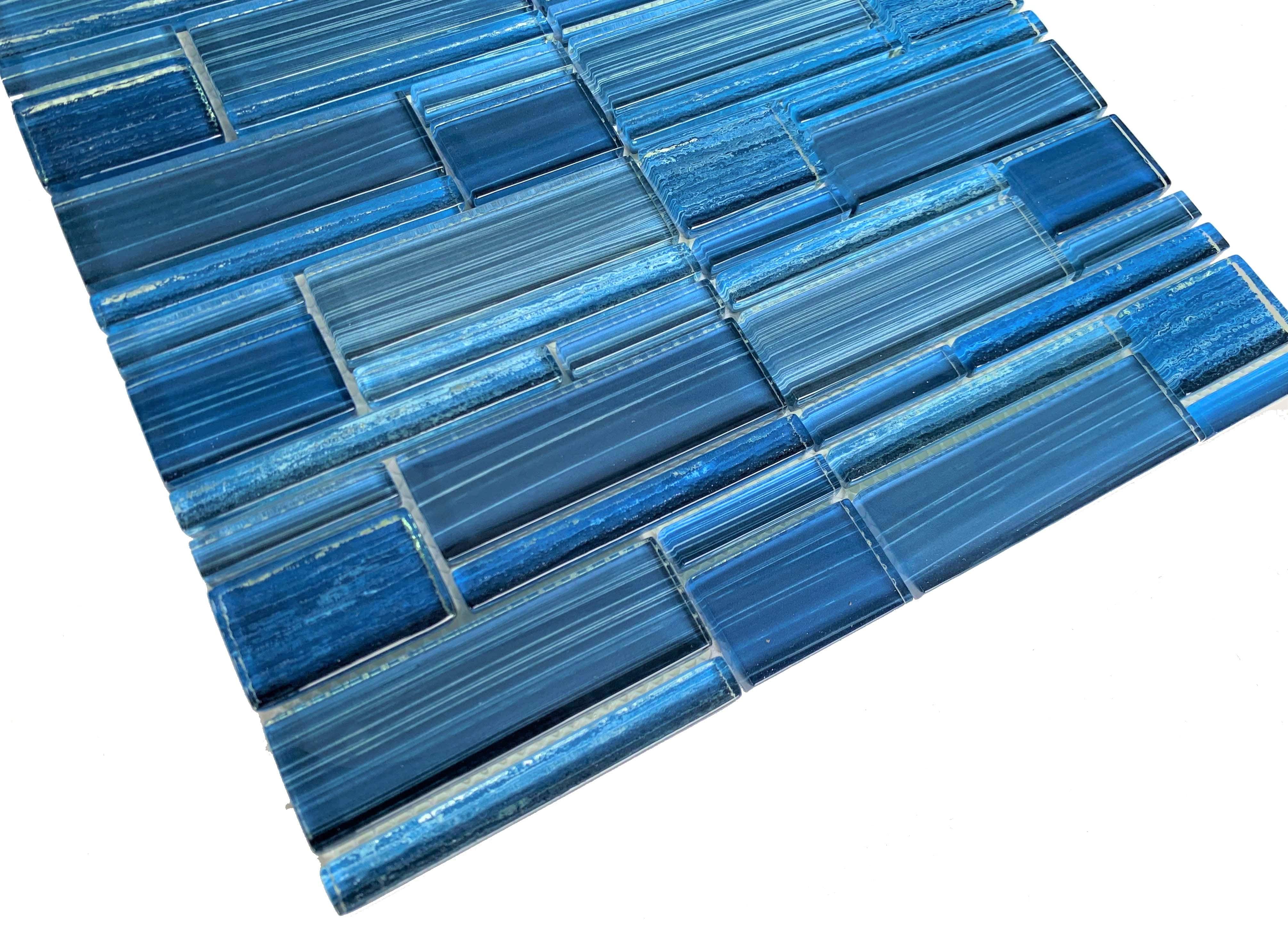 Cocoa Blue Linear Pool Tile - Tiles and Deco
