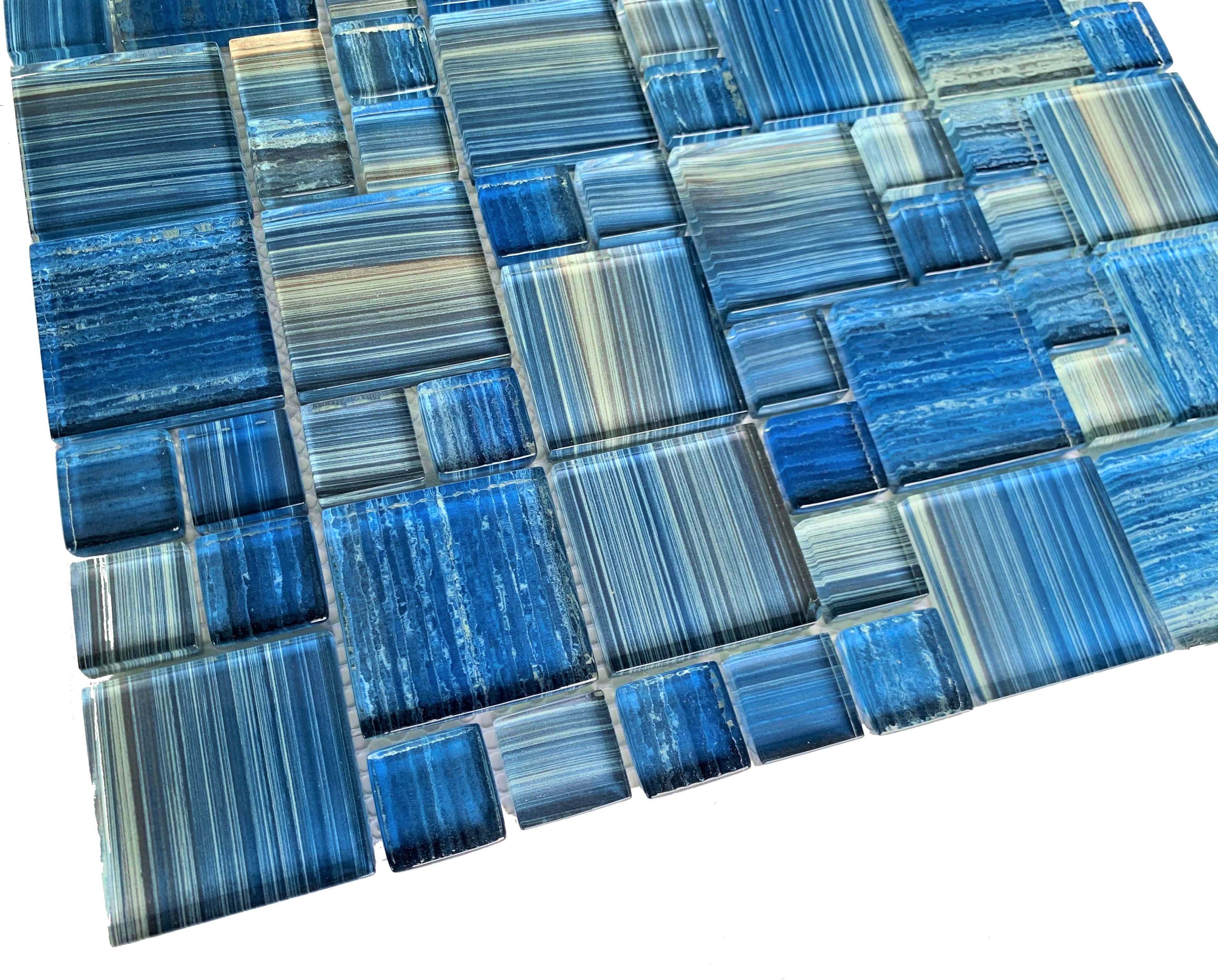 Cocoa Blue Mix Pool Tile - Tiles and Deco