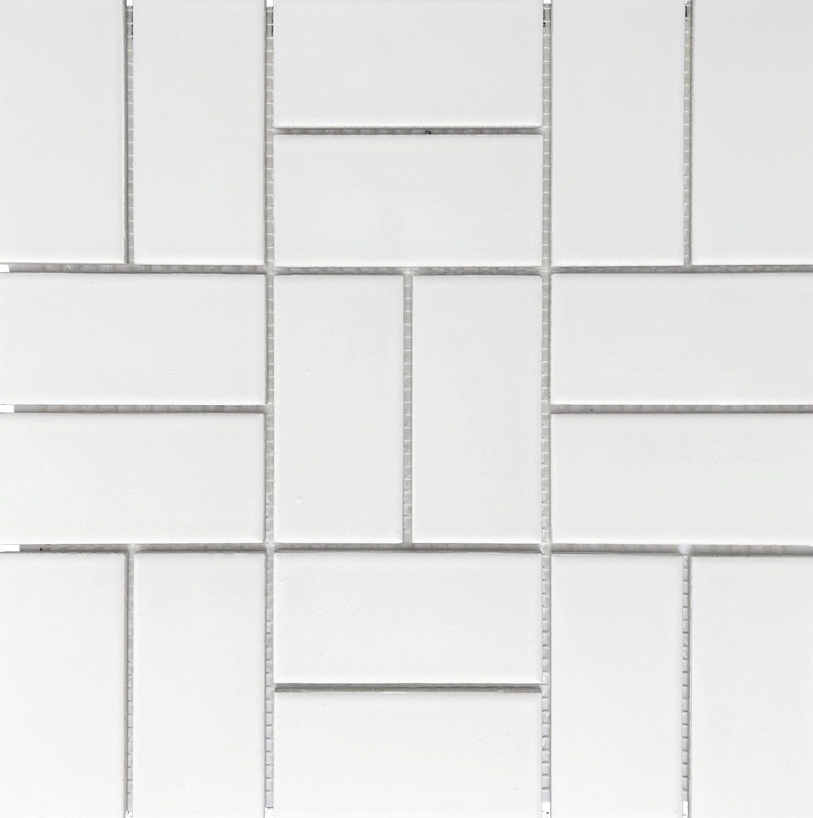 White Crosshatch Matte Porcelain Mosaic Tile - 2X4 – Tiles and Deco