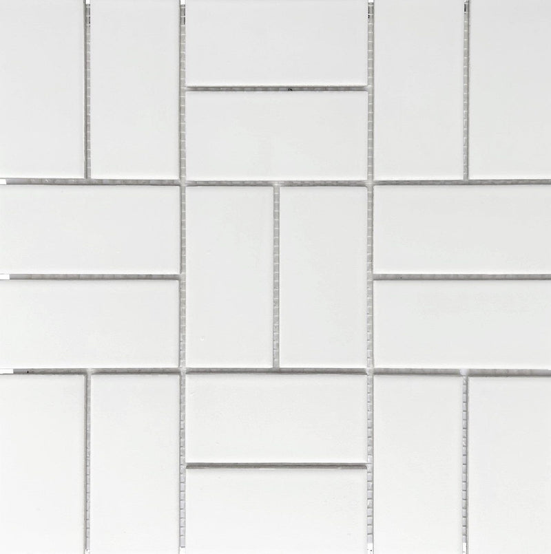 White Crosshatch Matte 2"x4" - Tiles and Deco