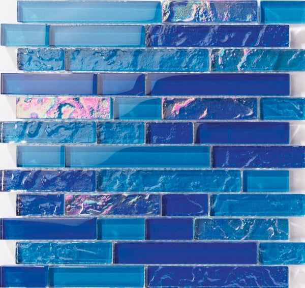 Bahamas Dark Blue Linear - Pool Tile is an Exquisite Tile made of glass suitable for swimming pools, shower walls, backsplash, Jacuzzi, and spa - Tiles and Deco