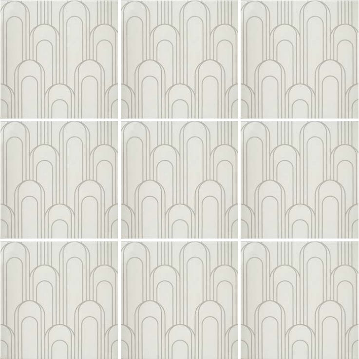 Art Deco Oval Gray Taupe 8x8 - Tiles and Deco