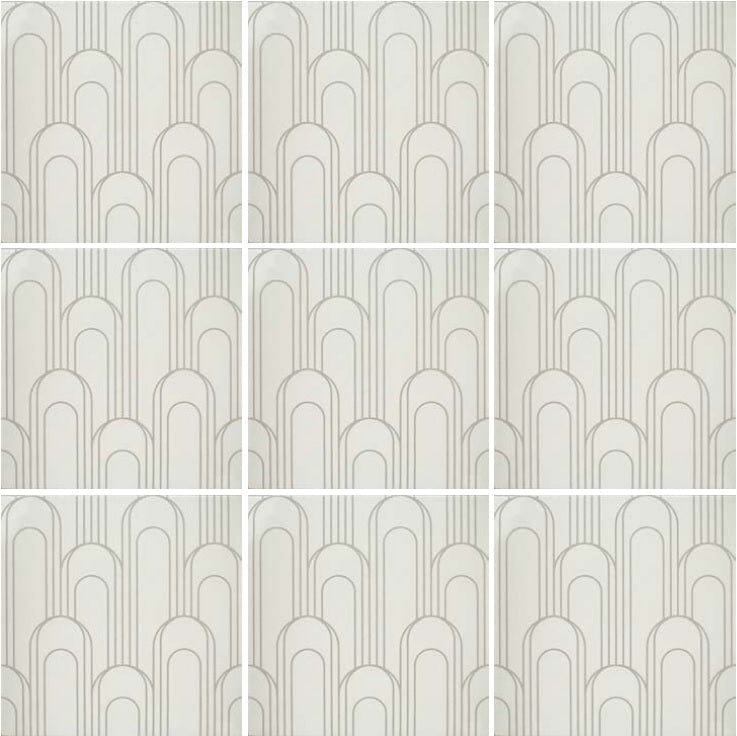 Art Deco Oval Gray Taupe 8x8 - Tiles and Deco