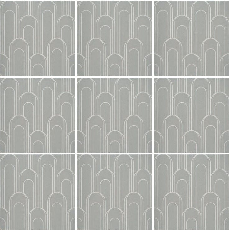 Art Deco Oval Taupe Gray 8x8 - Tiles and Deco