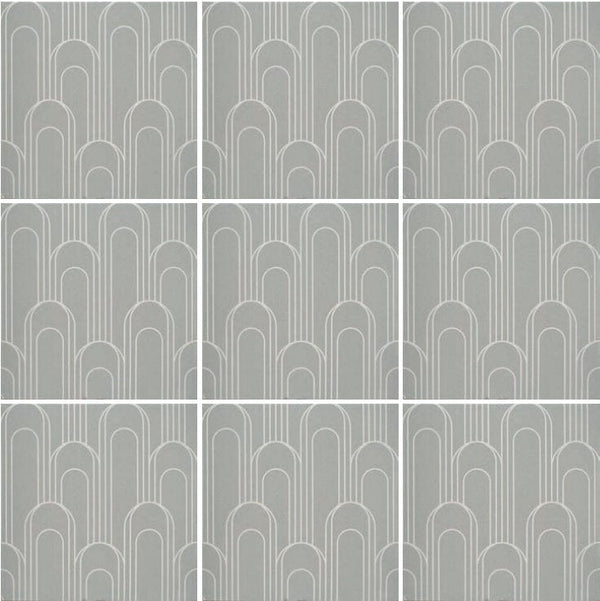 Art Deco Oval Taupe Gray 8x8 - Tiles and Deco