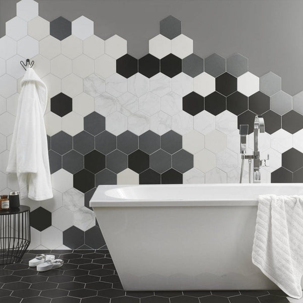 solid white hexagon tile