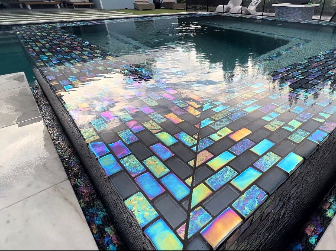 Equinox Black Pool Tile - 100% Glass
