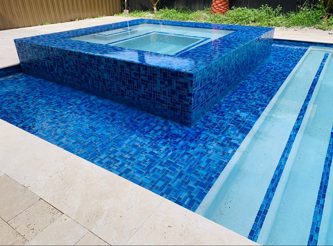 Miami Blue mix Glass Tile - Tiles and Deco