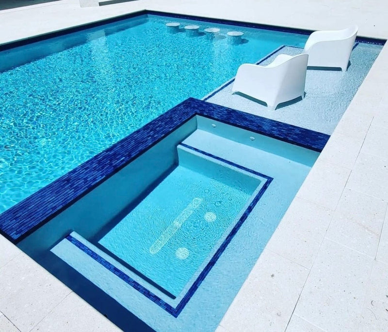 Maui Light Blue 1X2 Glass Tile - Tiles and Deco