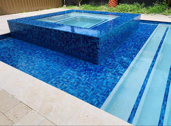 Miami Blue mix Glass Tile - Tiles and Deco