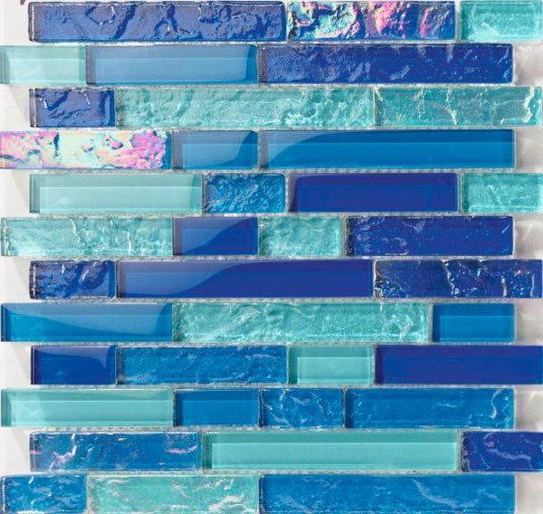 Bahamas Light Blue Linear Pool Tile is an Exquisite Tile made of glass suitable for swimming pools, shower walls, backsplash, Jacuzzi, and spa - Tiles and Deco