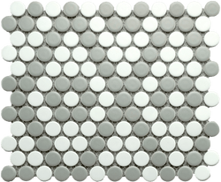 Mosaics Gray and White Penny Round 9x10 