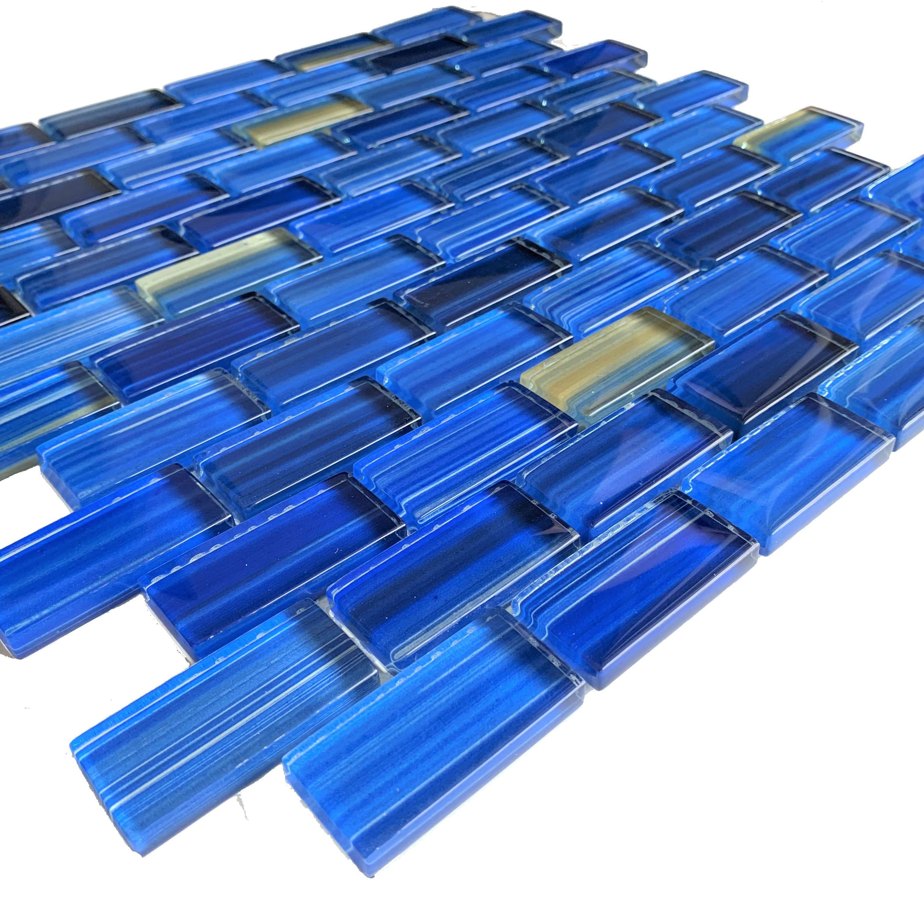 Pineapple Blue 1x2 Pool Tiles  are ideal for use in swimming pools, spas, jacuzzis, fountain walls, waterlines, bathrooms, and backsplashes - Tiles and Deco