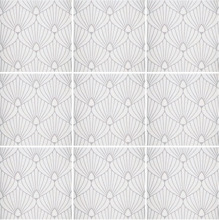Art Deco Shell White Lavender 8x8 - Tiles and Deco