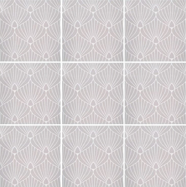 Art Deco Shell Lavender White 8x8 - Tiles and Deco
