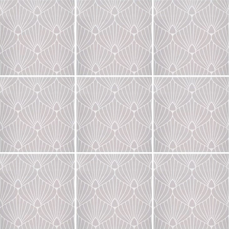 Art Deco Shell Lavender White 8x8 - Tiles and Deco