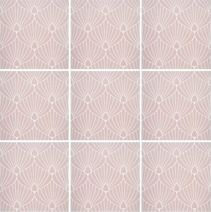 Art Deco Shell Pink White 8x8 - Tiles and Deco