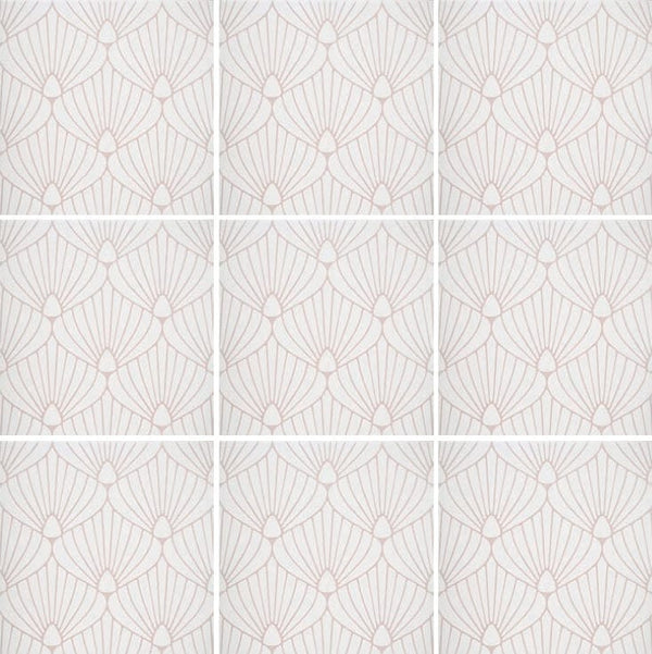 Art Deco Shell White Pink 8x8 - Tiles and Deco