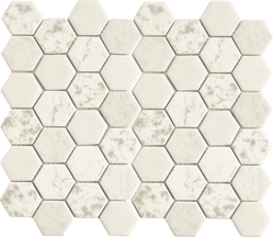 Hexagon Glass Tile White Texture has a texture that makes it non slip perfect for Floors, Backsplash Kitchen, Bathroom walls - Tiles and Deco