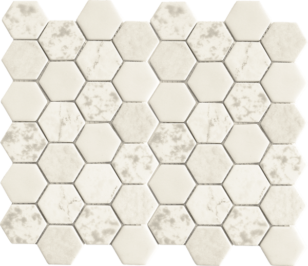 Hexagon Glass Tile White Texture has a texture that makes it non slip perfect for Floors, Backsplash Kitchen, Bathroom walls - Tiles and Deco